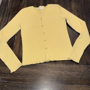 Primark Girls Yellow V-Neck Button-Up Sweater Size 12/13 youth